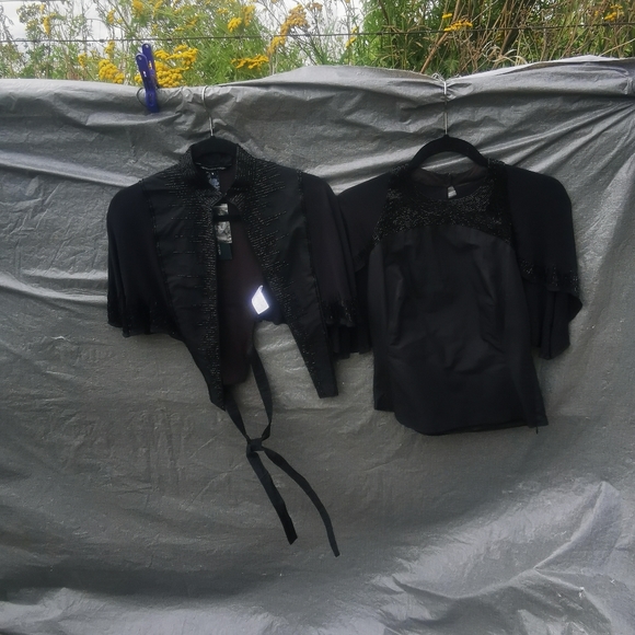 FRENCH CONNECTION size 4 Bella Beads blouse 2 piece new NWT Black - Picture 12 of 16